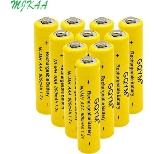 New MJKAA 3A 1.2V Ni-MH 800mAh Yellow AAA Rechargeable Battery for Remote Controls, Radios Torches Clocks Toys