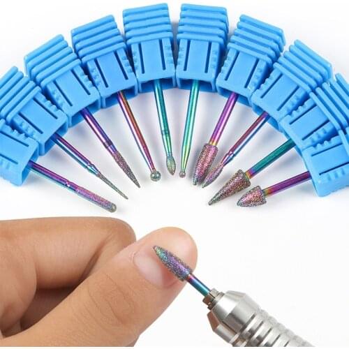 Diamond Burr Nail Drill Bits Rainbow Coating Carbide Cuticle Milling Cutter Electric Grinder for Manicure Pedicure