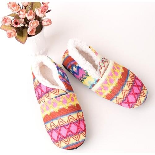 Bohimian Floor Socks Slippers For Women Anti-skid Indoor Plush Slippers Floor Shoes Soft Winter Warm Thicken Home Bed Socks