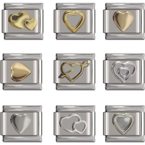 Hapiship 2021 New Hot Original Daisy Fashion Romantic Heart Charm Links Fit 9mm Bracelet Stainless Steel Diy Making DJTop14