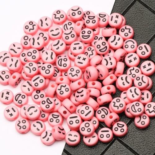 4x7mm Pink Mixed Round Mood Pattern Acrylic Beads Loose Beads For Jewelry Making Handmade Necklace Bracelet DIY Accessories