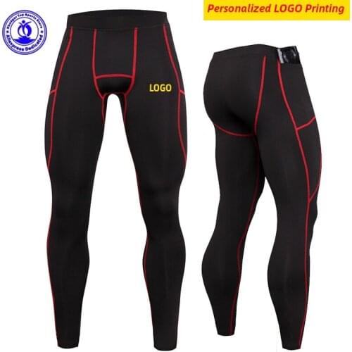 Quick Dry Elastic Running Tights Men Sportswear Compression Leggings Gym Fitness Workout Training Pants Yoga Bottoms Personalize
