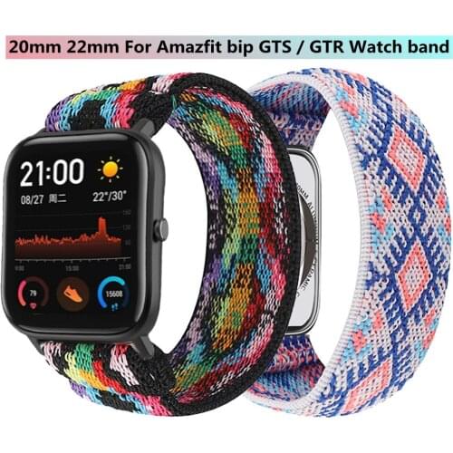 20MM 22MM Bohemia Elastic Nylon Loop Band For Xiaomi Amazfit Bip S/Stratos 3 2 2s/GTS GTR 2 For Huawei GT 2 2e GT2e Watch Band
