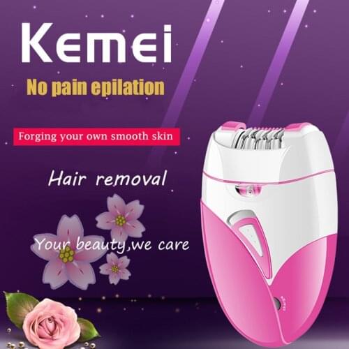 100-240V kemei rechargeable lady epilator depilador remover undeararm trimmer device electric hair removal bikini hair shaver
