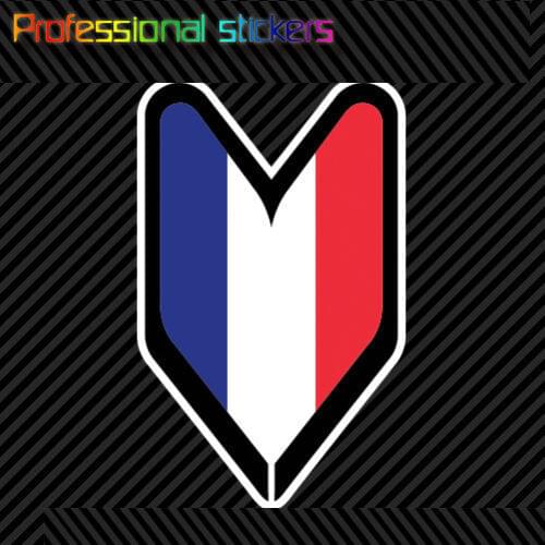 French Driver Badge Sticker Die Cut Decal Wakaba Leaf Soshinoya France FRA FR Stickers for Motos, Cars, Laptops, Phone