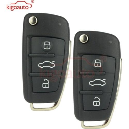 Kigoauto 2pcs 8P0 837 220 D 3 button for Audi A4 2004 2005 2006 2007 2008 Flip remote car key shell