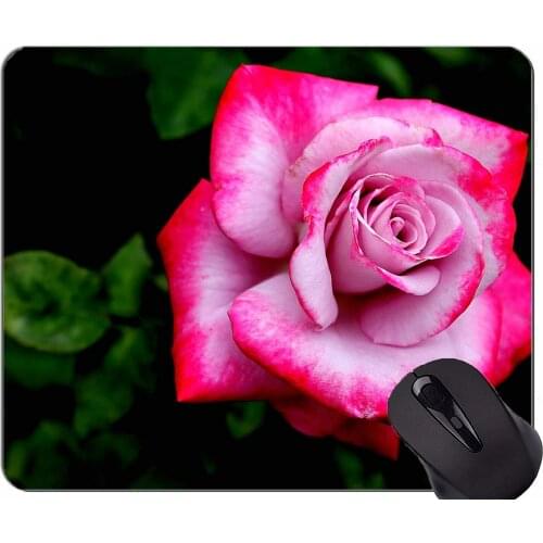 Natural Rubber Mouse Pad Printed with Nature macro rose flower -Stitched Edges