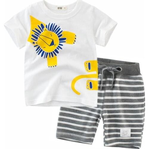 Summer Boys Girls 2020 New Children Clothing Sets Toddler Baby Kids Cotton T-Shirt and Pants 2-8y Children Clothes Set