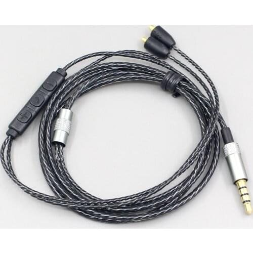 LN006203 300pcs Mic Remote OFC Copper Earphone Cable For Shure se535 se846 5 6 8 BA Armature MMCX