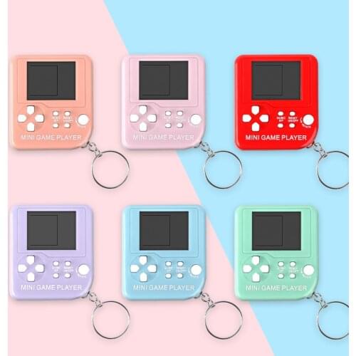 Mini game console keychain handheld game console classic car keychain backpack pendant
