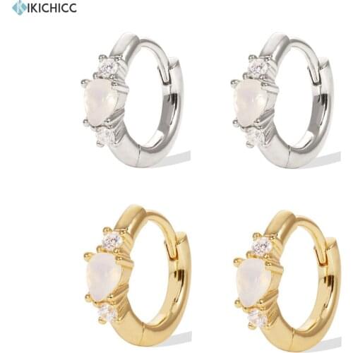 Kikichicc 925 Sterling Silver Milk Crystal 8.5mmHuggies Water Pear Mini Hoops Circle Simple European Luxury Women Jewelry