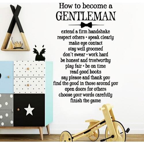 Fashionable How to become a gentleman Wall Sticker Removable Self Adhesive Watercolo For Living Room Bedroom Mural Poster