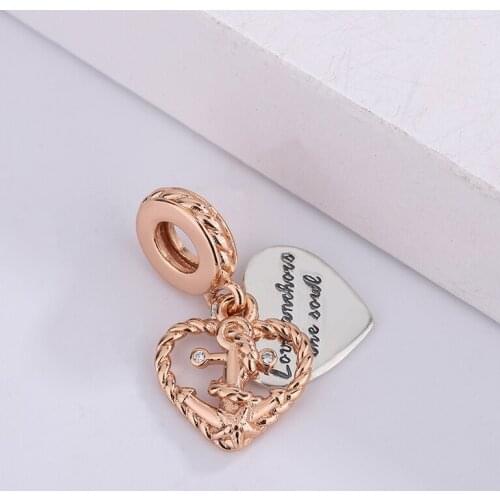 Fashion 925 Sterling Silver Arrow Rope Heart & Love Anchor Dangle Pendant Charm Bracelet DIY Jewelry Making For Pandora