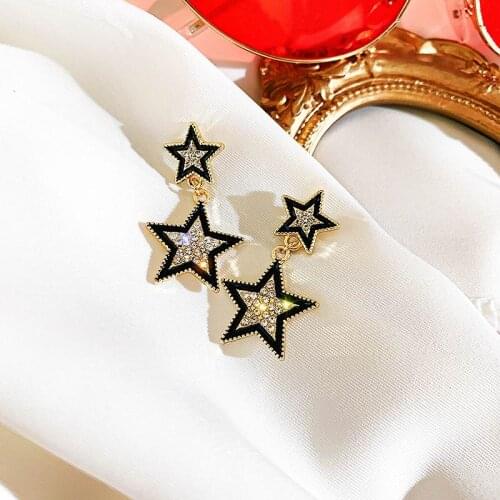 Fashion Double Star Earrings With Stones 2020 New Jewelry Delicate Simple Earings All Match