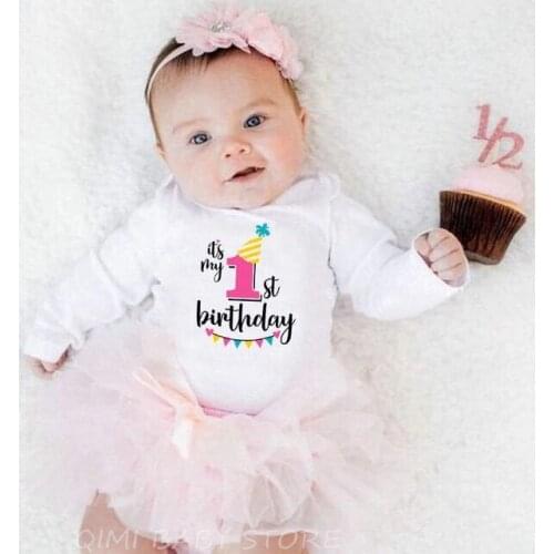 My First Birthday Infant Boy Girl Cotton Romper Toddler Newborn One Year Old Baby Party Jumpsuit Funny Cute 0-18M Babies Clothes