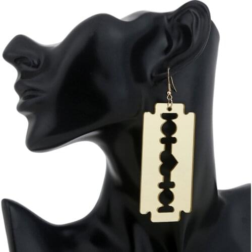 Charm Exaggerated Titanium Steel Blade Ring Mens Rock Punk Razor Earring Stainless Steel Earrings Party Ladies Fashion Jewelry