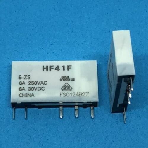 New 10pcs/lot relay HF41F-5-ZS HF41F-5V-ZS HF41F-DC5V-ZS 5V6A 5PIN aliexpress