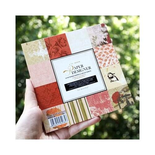 New 6" Vintage Red Theme Memories background paper pads patterns 26sheets,DIY Craft Scrapbooking Paper Pack Flowers