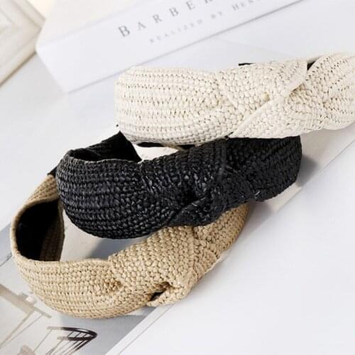 New Exquisite Striped Top Knotted Hair Bands Fashion Braid Straw Weaving Hairband Women Head Hoop Girls Ornament raffia Headband