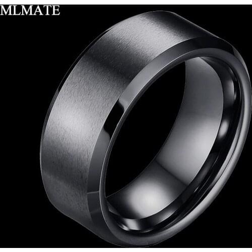 8MM Wedding Band for Men Women Tungsten Carbide Ring Engagement Ring Comfort Fit Beveled Edges Sizes 7-12