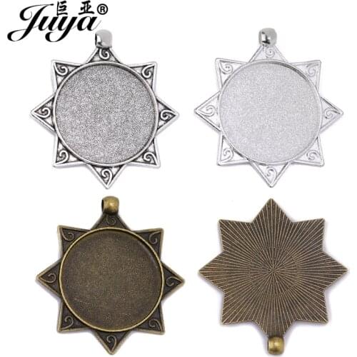 30PCS 30mm Cabochon Bases 8 Sideds Geometry Shape Pendant Setting Alloy Tray For Necklaces Keychains Handmade DIY Jewelry Making