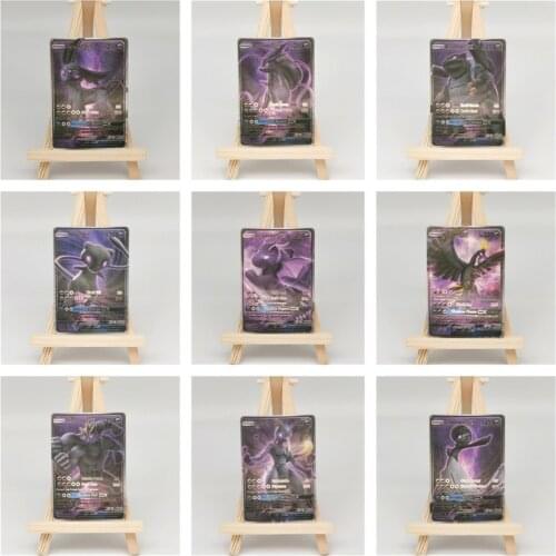 Pokemon Cards Toys 9 Dark Cards GX Flash Card Mew Mewtwo Ho-Oh Espeon Dragonite Collection Hobby Anime Card