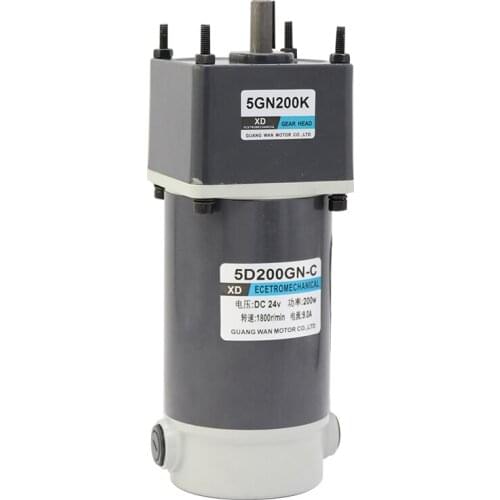 DC12V / 24V 200W 5D200GN high power DC reduction gear motor adjustable direction high torque motor for mechanical equipment DIY