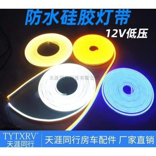 RV Car Yacht Trailer Modification Accessories LED Car Indoor Atmosphere Light Belt Waterproof Silicone Hose Light Slot