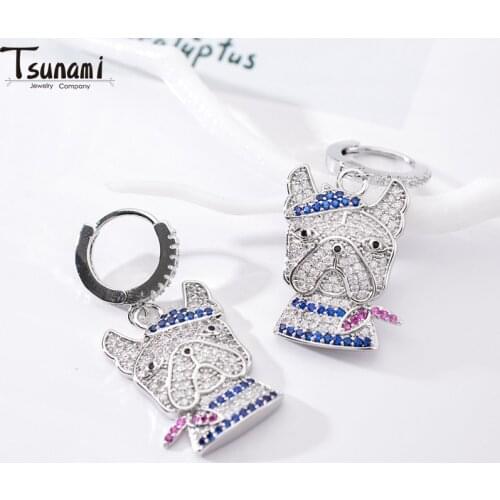 New Hot Cute Dog Fashion Simple Women Earring Glass Zirconia Earrings Exquisite Jewelry Daily Birthday Festival Gifts