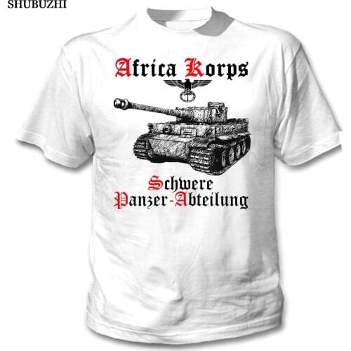 Shubuzhi New Arrival MenS Fashion TIGER PANZER I AFRICA KORPS WWII - NEW WHITE COTTON TSHIRT Tee Shirt