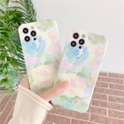 Silicone Color Mix Flowers Cute Phone Case for iPhone 12 11 Pro Max 7 8 plus X XR XS Max Cover Fashion Soft Protective Cases