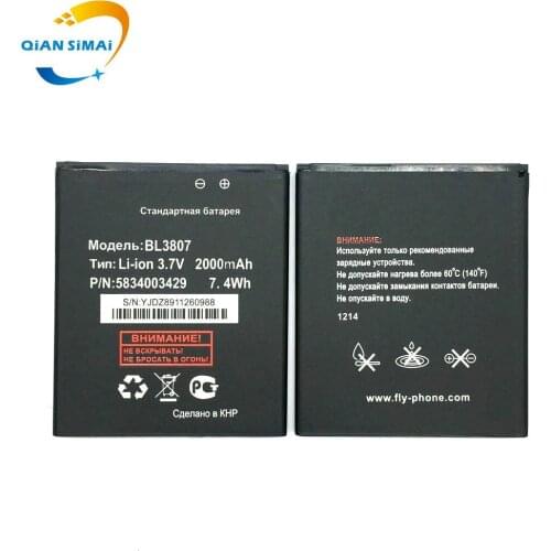 BL3807 2000mAh 3.7V High Quality Replacement Li-ion Battery for FLY iq454 Mobile phone +Tracking Code