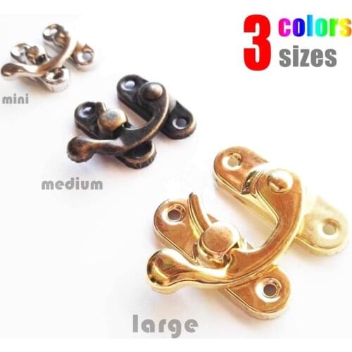 12pcs Jewelry Chest Gift Wine Wooden Box Case Toggle Latch Furniture Leather Bag Handbag Suitcase Hasp Hook Lock 3 size color