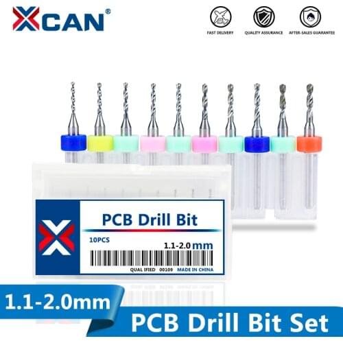 XCAN PCB Print Circuit Bord Drill Bit 10pcs 1.1-2.0mm Tungsten Carbide PCB Micro Drill Bit