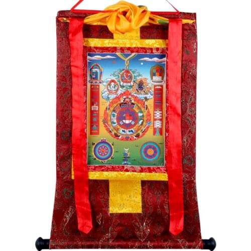 Tibetan Handmade Double-Layer Mounting Thangka Zodiac Signs Nine Palaces Eight Diagrams Decorative Mural Paintings