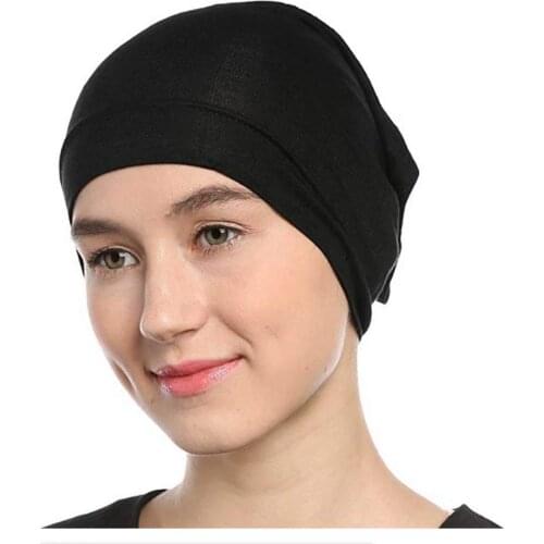 Wholesale 5pcs Black Under Scarf Tube Cap with Brim muslim underscarf bonnet jersey hijab turban Hijab Scarf muslim Inner Hijab Caps