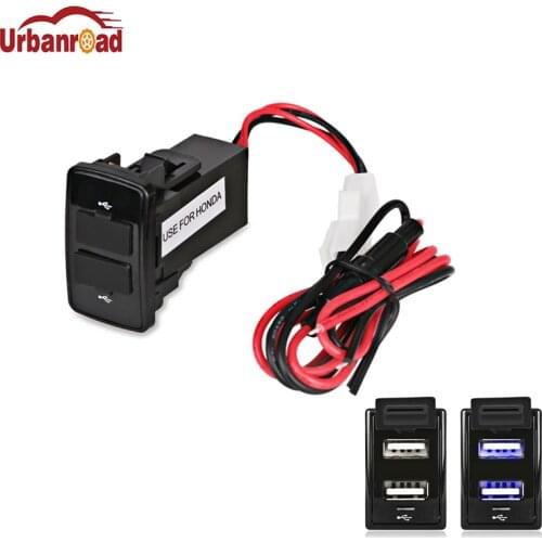 Urbanroad 1PCS 12V Dual USB Port Socket Adapter 5V 2.1A Car Charger Power For Mitsubishi Suzuki Honda Mazda Car Styling