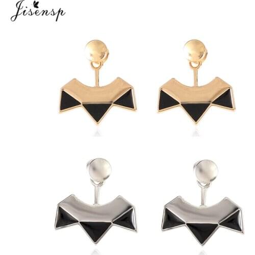 Jisensp New Brincos Enamel Rhinestone Party Earrings Black Stone Triangle Geometric Stud Earrings for Women Fashion Accessories