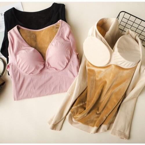 Ladies Winter Warm Underwear Female Thick Long Sleeved Cashmere Modal With Bra Autumn Clothes Thermal Body Sculpting Shapers