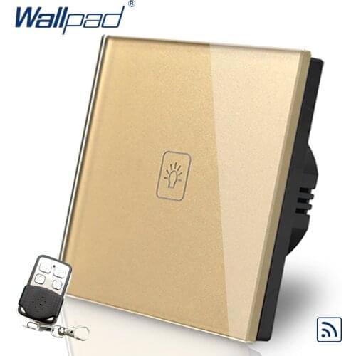 1 Gang Dimmer Remote Switch Wallpad Gold Glass Wireless European RF Broadlink 1 Gang Remote Dimmer Switch Touch EU Free Shipping