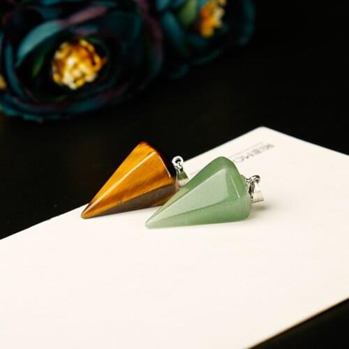1PC Natural Crystal Mineral gemstone Ornaments Conical Pendant Noble Fashion Couple Pendant Necklace Pendant Gift Free Shipping