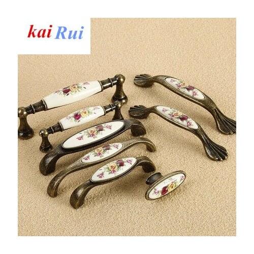 10pcs Antique Furniture Knobs and Handles Marble Ceramic Handle for Kitchen Cupboards Cabinet Door knobs Drawer Pulls