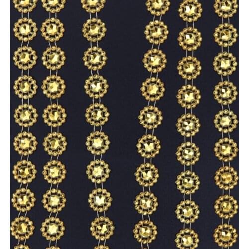 10Yard Sunflower Flower Rhinestone Bendable Mesh Wrap Roll Trim For Sewing Apperal Bag Shoes Cap Party Holiday Venue Decoration