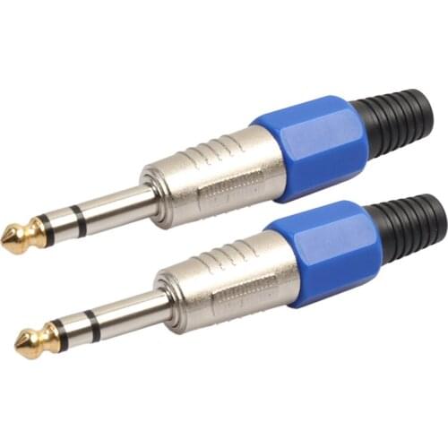 8pcs 6.35mm Connector Zinc Alloy Shell and PVC Tail Buffer Adhesive Audio Jack Amplifier Microphone 1/4 inch Male Plug Adapter