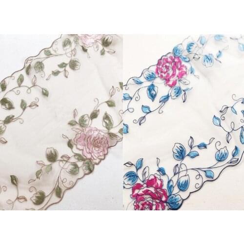 2 Yards Lace Trim Exquisite Rose Flowers Embroidered Tulle Lace 10.23 Inches Wide High Quality