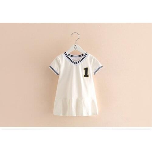 2021 Summer Girls Dresses Children Clothes Baby Girls Navy Style Dress Kids Patchwork Dress Baby Girls Dress Girls Outwear M19