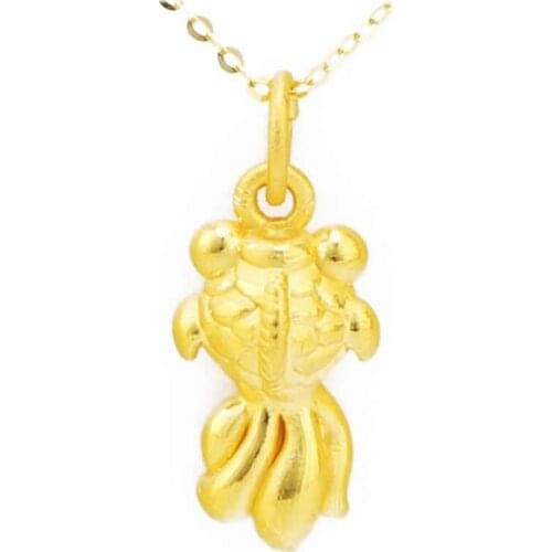 24K Yellow Gold Pendant Real 3D Yellow Gold Goldfish Necklace Pendant Cute Pendant P6207
