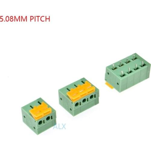 5/10PCS KF142R 2/3/4/5/6/7/8/9 pin spring terminal block connector 5.08MM pitch right angle 2p 3p 4p 5P FOR pcb mounted splicing