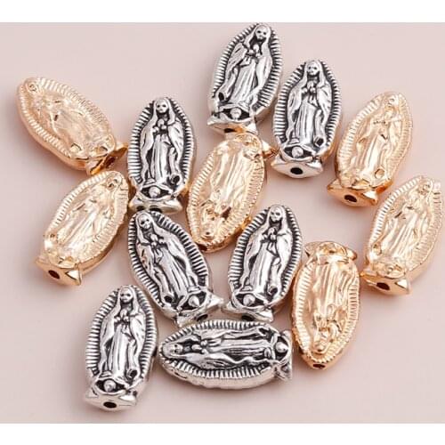 5pcs 19x9mm Tiny Sculpture Virgin Mary Pendants Spacer Beads for DIY Making Retro Necklaces Alloy Jewelry Handmade Finding
