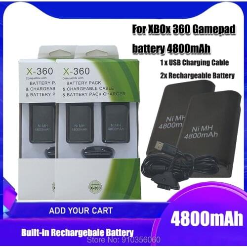 4800mAh Battery Pack For Microsoft Xbox360 Wireless Controller Ni-MH Batteries For XBOX 360 Gamepad with Charger